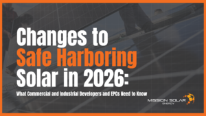 2026 solar safe harboring changes for developers.