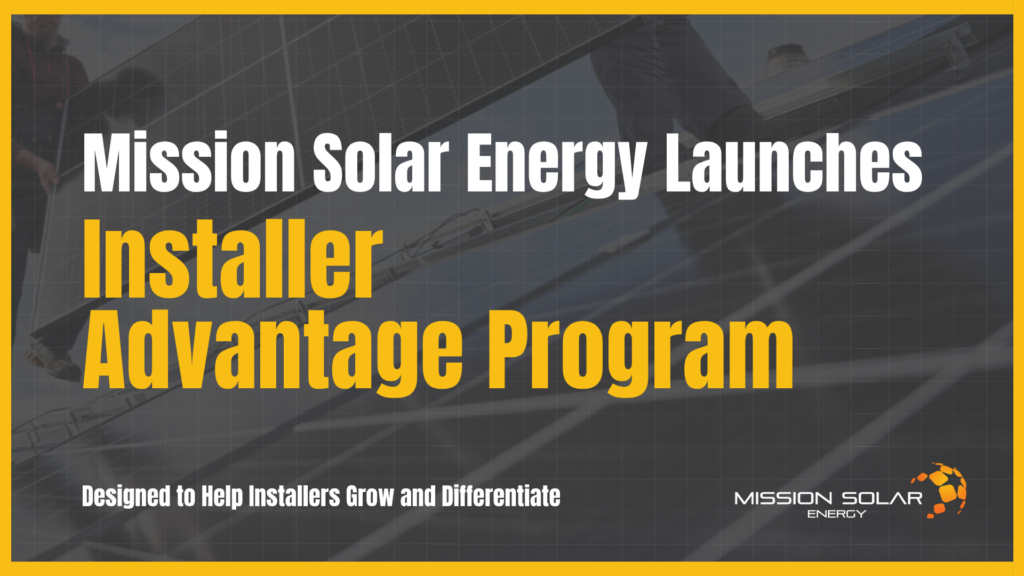 Mission Solar Energy Installer Advantage Program announcement banner