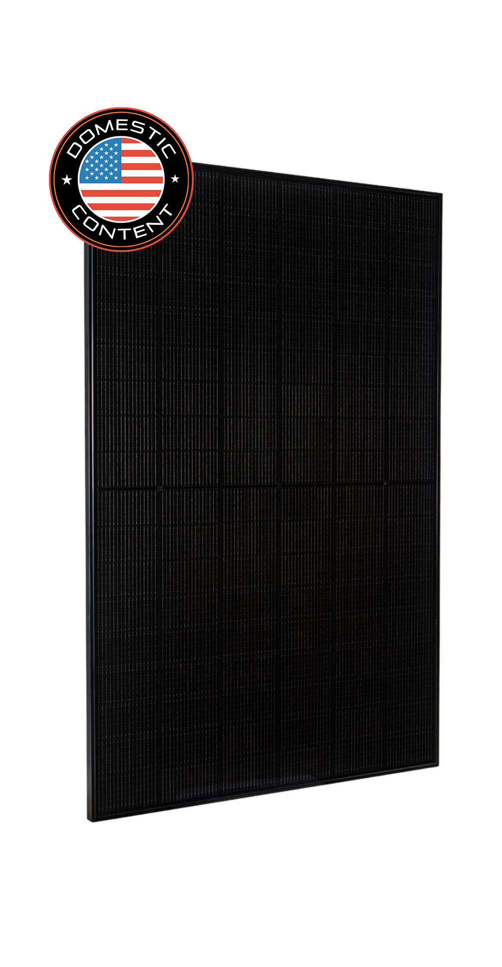 Black solar panel with domestic content badge