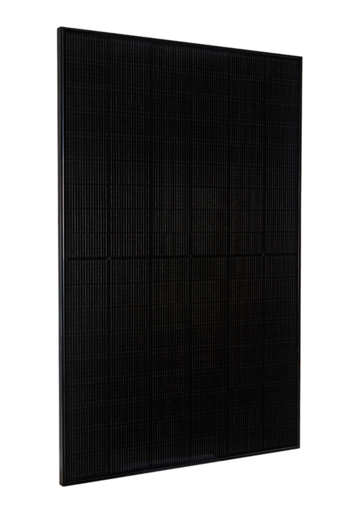 Black solar panel viewed at an angle
