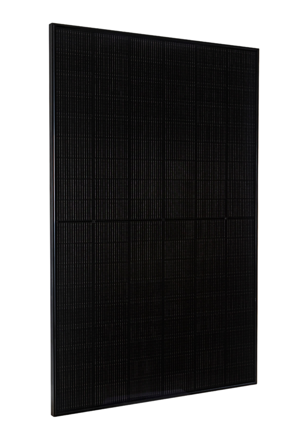 Black solar panel viewed at an angle